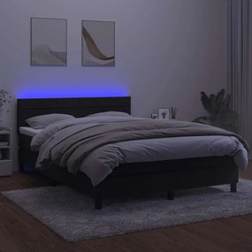 vidaXL Κρεβάτι Boxspring με Στρώμα &amp; LED Μαύρο 140x200 εκ. Βελούδινο