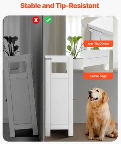 VEVOR Wooden Bathroom Floor Cabinet Storage 3-Tier with Adjustable Shelf White