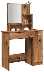 Κομοδίνο με καθρέφτη Παλιό ξύλο 86,5x35x136 cm - Καφέ