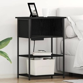 vidaXL Κομοδίνο Μαύρη δρυς 55 x 31 x 76 εκ Επεξεργασμένο ξύλο