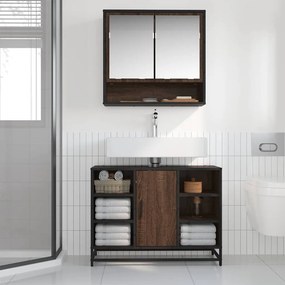 vidaXL Ντουλάπι Μπάνιου Νιπτήρα Καφέ Δρυς 80 x 33 x 60 εκ. Επεξ. Ξύλο