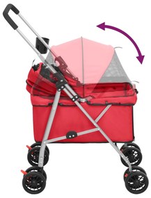 vidaXL Καρότσι Σκύλου Πτυσσόμενο Κόκκινο 76x50x100 εκ. Ύφασμα Oxford
