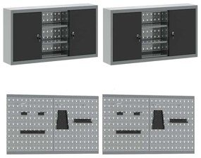 vidaXL Σετ πάγκου εργασίας με ράφι 8 pcs Γκρι 200 x 55 x 200 εκ Ατσάλι