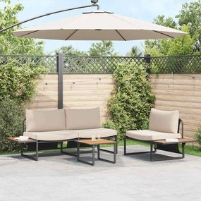 vidaXL Σέτ φαγητού για κήπο 3 pcs Taupe Ατσάλι