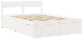 vidaXL Σκελετός Κρεβ. Χωρίς Στρώμα Λευκό 135x190 εκ Μασίφ Πεύκο