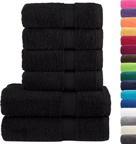 vidaXL Πετσέτες Premium Σετ 6 Τεμ. SOLUND Μαύρο 600 γρ/μ²