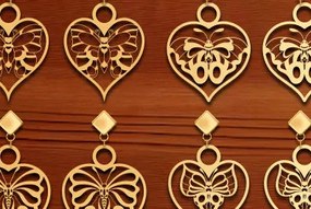 Σετ των 3 Intra απο ξύλο plywood 3mm-4mm πάχος – Σκουλαρίκι καρδιάς Αγίου Βαλεντίνου με Δίασταση 5x5 cm INTRAFABR-87035809