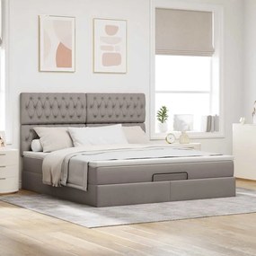 vidaXL Οθωμανικό κρεβάτι με στρώμα Taupe 160x200cm ύφασμα