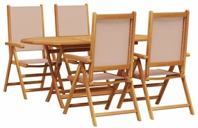 vidaXL Σέτ φαγητού για κήπο 5 pcs Taupe Μασίφ ξύλο ακακίας