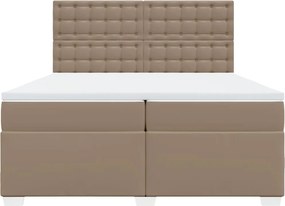 vidaXL Κρεβάτι Boxspring με Στρώμα Καπουτσίνο 200x200εκ.από Συνθ.Δέρμα