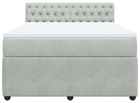 vidaXL Κρεβάτι Boxspring με Στρώμα Ανοιχτό Γκρι 140x190 εκ. Βελούδινο