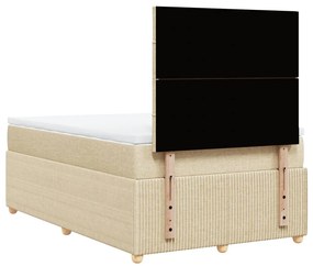 vidaXL Κρεβάτι Boxspring με Στρώμα Κρεμ 120x200 εκ. Υφασμάτινο
