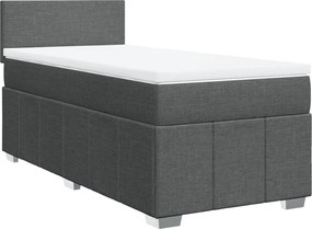 vidaXL Κρεβάτι Boxspring με Στρώμα Σκούρο Γκρι 90x190 εκ. Υφασμάτινο