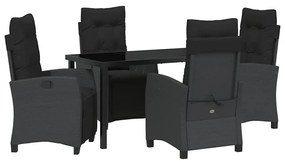 vidaXL Σέτ φαγητού για κήπο 5 pcs Μαύρο συνθετικό ρατάν