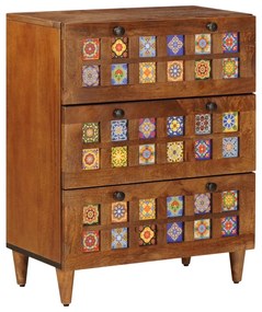 vidaXL Πλαϊνό γραφείο 3 pcs Καρυδιά Στερεό ξύλο μάνγκο