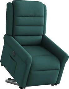 vidaXL Πολυθρόνα Ηλεκ. Ανακλ. Ανύψωση Σκ. Πράσινο Υφασμάτινη
