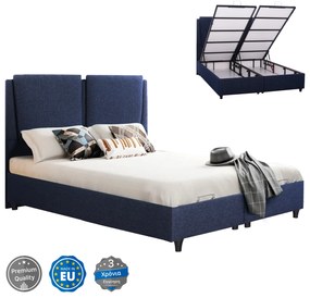 ΚΡΕΒΑΤΙ ALBA ΜΕ ΑΠΟΘΗΚΕΥΤΙΚΟ ΑΠΟ ΜΠΛΕ ΥΦΑΣΜΑ HM626.08 ΓΙΑ ΣΤΡΩΜΑ 160x200 εκ.