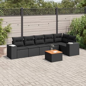 vidaXL Patio Sofa Set 6-θέσια Black