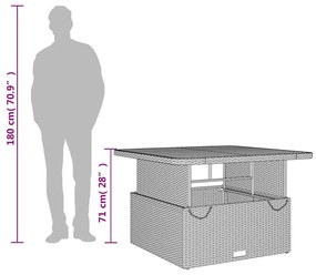 Τραπέζι Κήπου Μαύρο 110x110x71 εκ. Συνθετικό Ρατάν/Ξύλο Ακακίας - Μαύρο