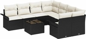 vidaXL Σετ Καναπέ Κήπου 9 pcs Μαύρο Πολυ ράταν