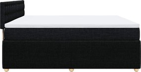 vidaXL Κρεβάτι Boxspring με Στρώμα Μαύρο 200x200 εκ. Υφασμάτινο