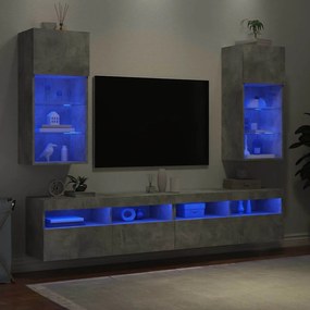 vidaXL Έπιπλα Τηλεόρασης με LED 2 τεμ. Γκρι Σκυροδέματος 40,5x30x90εκ.
