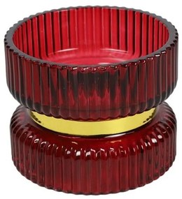 Κηροπήγιο Γυάλινο Με Χρυσό Δαχτυλίδι 013.815364 9x7cm Red