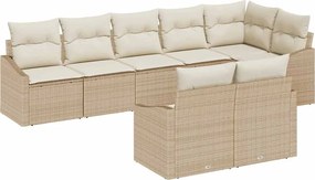 vidaXL Σετ Καναπέ με μαξιλάρι 8 pcs Μπεζ συνθετικό ρατάν