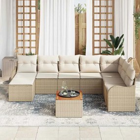vidaXL Σετ Καναπέ Κήπου 9 pcs Μπεζ Πολυ ράταν