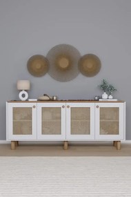 Stewehome Κονσόλα Bohem με PVC ψάθα 4 θυρών 180x40x75 cm