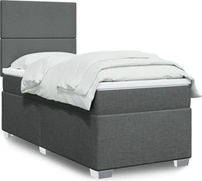 vidaXL Κρεβάτι Boxspring με Στρώμα Σκούρο Γκρι 80x200 εκ. Υφασμάτινο