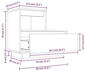 Κομοδίνα 2 τεμ. Μαύρα 60 x 34 x 51 εκ. από Μασίφ Ξύλο Πεύκου - Μαύρο