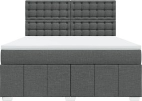 vidaXL Κρεβάτι Boxspring με Στρώμα Σκούρο Γκρι 180x200 εκ Υφασμάτιν