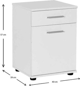 Κομοδίνο Trendline Megapap σε χρώμα λευκό 40x39x57εκ.