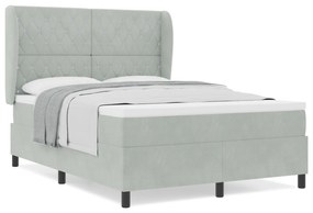 vidaXL Κρεβάτι Box Spring με Στρώμα  Ανοιχτό Γκρι 140x200 εκ. Βελούδο