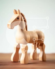 Intra Συλλεκτικό Ξύλινο Παζλ Plywood  4mm - Κλασικό ξύλινο παιχνίδι αλόγων με φιλική έκφραση Σε Ξύλινο Κουτί - Διαστάσεις: 10x10 cm – 25 κομμάτια