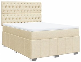 vidaXL Κρεβάτι Boxspring με Στρώμα Κρεμ 140x190 εκ. Υφασμάτινο