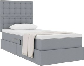 vidaXL Κρεβάτι με αποθηκευτικό χώρο και στρώμα Ανοιχτό γκρι ύφασμα