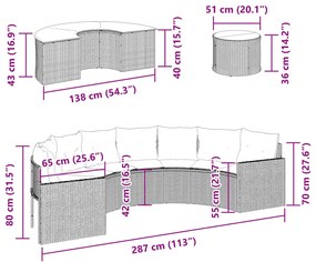 Σετ Καναπέ Κήπου 3 Τεμαχίων Ημιστρόγγυλο Μπεζ Συνθετικό Ρατάν - Μπεζ