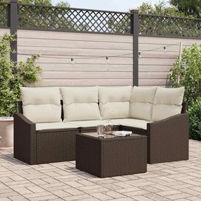 vidaXL Σετ Καναπέ Κήπου 5 pcs Καφέ Πολυ ράταν