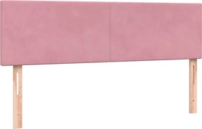 vidaXL Κρεβάτι Boxspring με Στρώμα &amp; LED Ροζ 140x210 εκ. Βελούδινο