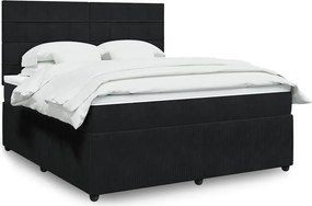 vidaXL Κρεβάτι Boxspring με Στρώμα Μαύρο 180x200 εκ. Βελούδινο