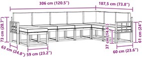 vidaXL Σειρά Καναπέ Εξωτερικού με μαξιλάρι 8 pcs Λευκό και Κρεμ