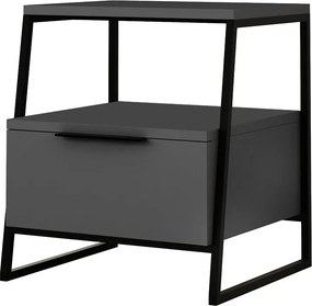 Κομοδίνο Pal Megapap χρώμα ανθρακί 45x40x50εκ.