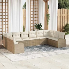 vidaXL Σετ Καναπέ Κήπου 10 pcs Μπεζ και Λευκό συνθετικό ρατάν