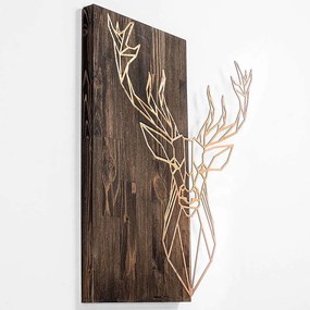 Διακοσμητικό Τοίχου Deer 899SKL2243 56x58cm Walnut-Copper Wallity Μέταλλο,Ξύλο