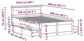 Σκελετός Κρεβατιού Χωρίς Στρώμα 120x200 εκ Μασίφ Ξύλο Πεύκου - Καφέ