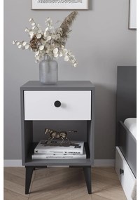 Κομοδίνο ArteLibre AMARI Ανθρακί/Λευκό Μοριοσανίδα 43x43x67.5cm