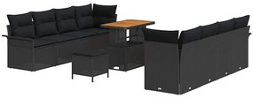 vidaXL Σετ Καναπέ Κήπου Ρυθμιζόμενο ύψος 11 pcs Μαύρο συνθετικό ρατάν
