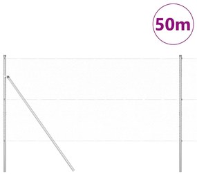vidaXL Φράχτης με Στήλες. Ασημί 1 x 50 m Ατσάλι με επικάλυψη PVC